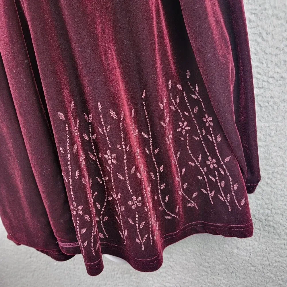 Coldwater Creek Velvet Textured Jacket Wine PM Open Front Luxe Layer
